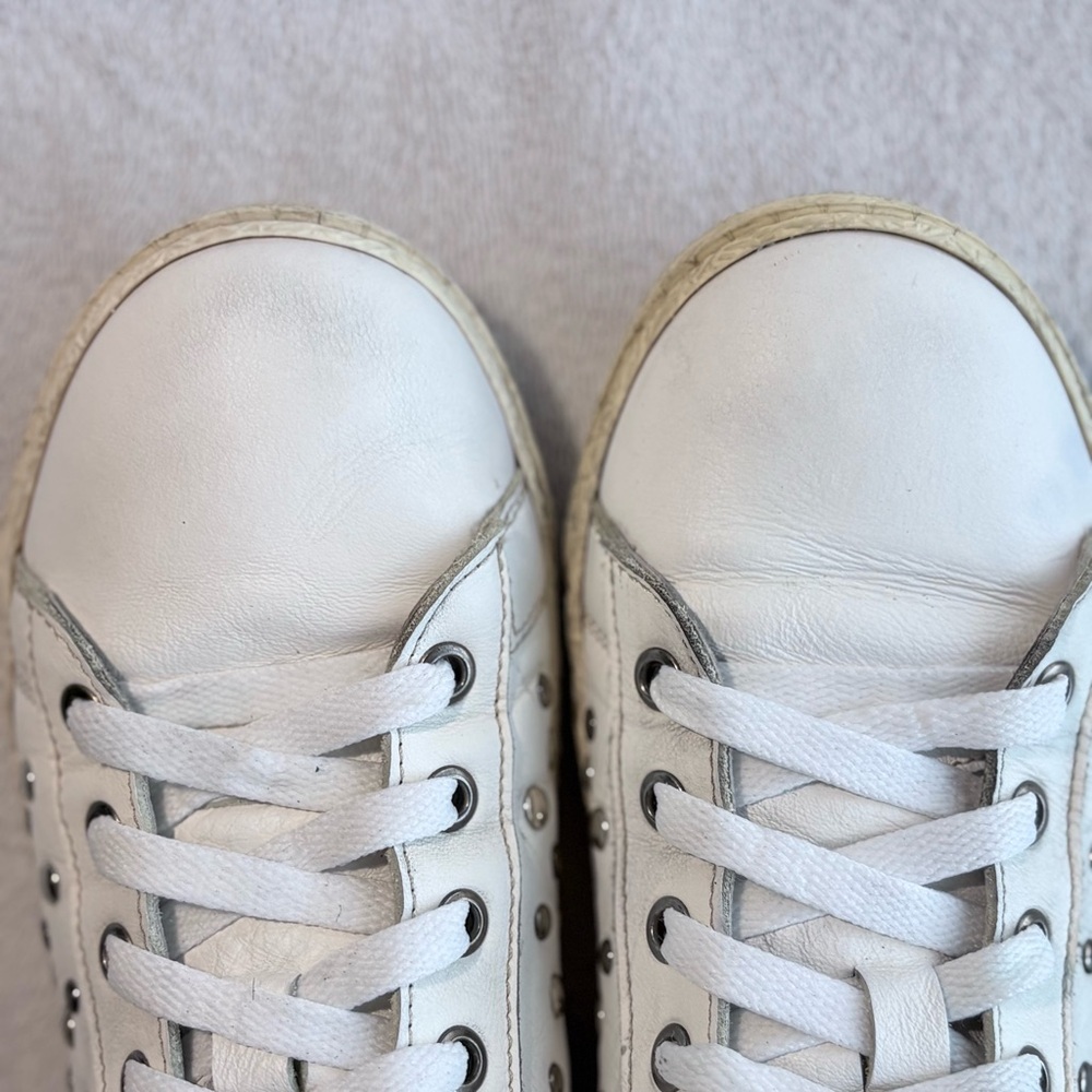 Momino Made in Italy High-Top White Studded Leather Women's Sneakers Size 38 IT - Picture 8 of 11